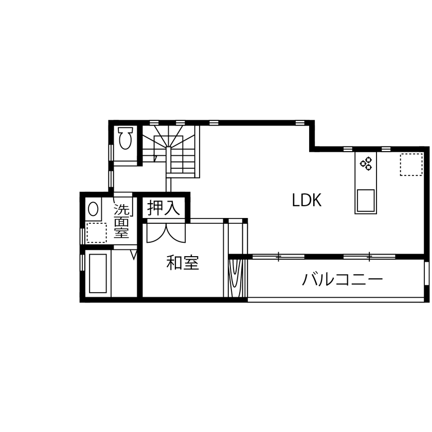 サブライムホーム（SUBLIME HOME） 【本体価格1400万円/間取図あり】インナーガレージのある４LDK。明るく開放的な2階リビングが心地よいの間取り図（4LDK＋WIC）2階