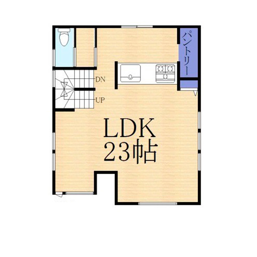 サブライムホーム（SUBLIME HOME） 【本体価格2857万円/間取図あり】ホテルライクなビルトインガレージのある3階建て。狭小地でも開放的に！の間取り図（3LDK+SCL+WCL+車庫）2階