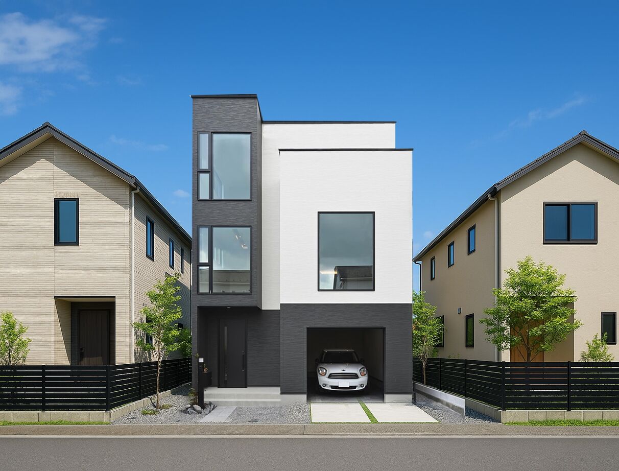 サブライムホーム（SUBLIME HOME） 【本体価格2857万円/間取図あり】ホテルライクなビルトインガレージのある3階建て。狭小地でも開放的に！の建築実例画像