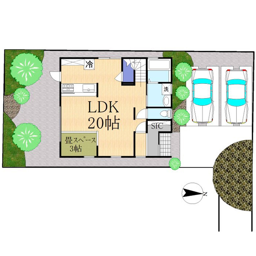 サブライムホーム（SUBLIME HOME） 【本体価格2050万円/間取図あり】自然の力を活かすパッシブデザイン。停電・断水にも備えられる家の間取り図（3LDK+SIC+畳スペース）1階