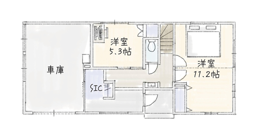サブライムホーム（SUBLIME HOME） 【本体価格3188万円/間取図あり】ホワイトタイルが美しいビルトインガレージハウス。陽がいっぱいの2階LDKの間取り図（2LDK＋和室）1階
