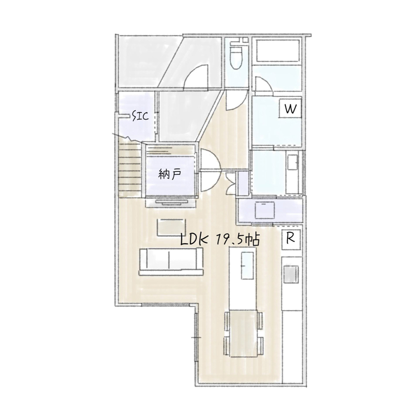 サブライムホーム（SUBLIME HOME） 【本体価格2065万円/間取図あり】ミニマリストの美学にハイテク機能を融合させた、スタイリッシュな住まいの間取り図（3LDK＋納戸）1階