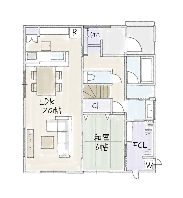 サブライムホーム（SUBLIME HOME） 【本体価格2999万円/間取図あり】永遠に飽きの来ない色合いの家。外壁タイル&瓦でメンテナンスフリーの間取り図（4LDK）1階