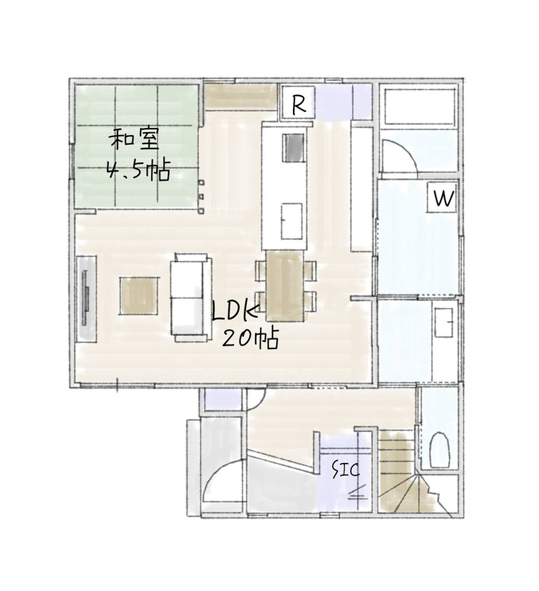 サブライムホーム（SUBLIME HOME） 【本体価格2998万円/間取図あり】「白の魔法」で上質な暮らし。機能性と美しさを両立する理想的な住まいの間取り図（3LDK＋和室）1階