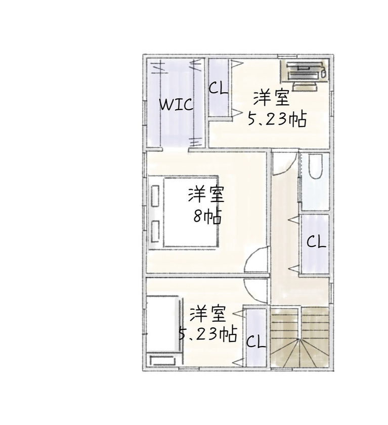 サブライムホーム（SUBLIME HOME） 【本体価格2998万円/間取図あり】「白の魔法」で上質な暮らし。機能性と美しさを両立する理想的な住まいの間取り図（3LDK＋和室）2階