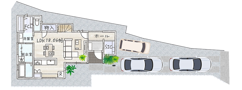 サブライムホーム（SUBLIME HOME） 【本体価格4000万円～4500万円/間取り図あり】洗練と温もりを両立した、アーバンナチュラルな住まいの間取り図（3LDK＋書斎）1階