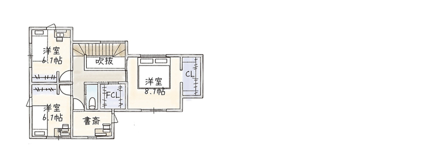 サブライムホーム（SUBLIME HOME） 【本体価格4000万円～4500万円/間取り図あり】洗練と温もりを両立した、アーバンナチュラルな住まいの間取り図（3LDK＋書斎）2階