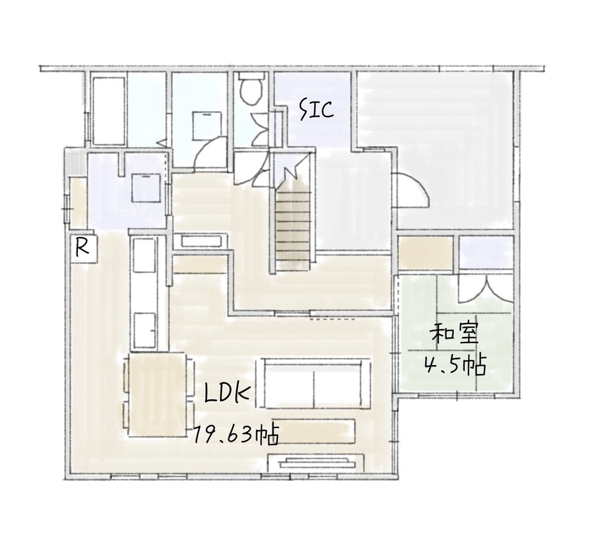 サブライムホーム（SUBLIME HOME） 【間取図あり】窓を配置しない、プライバシーに配慮した真っ白な家。の間取り図（4LDK）1階