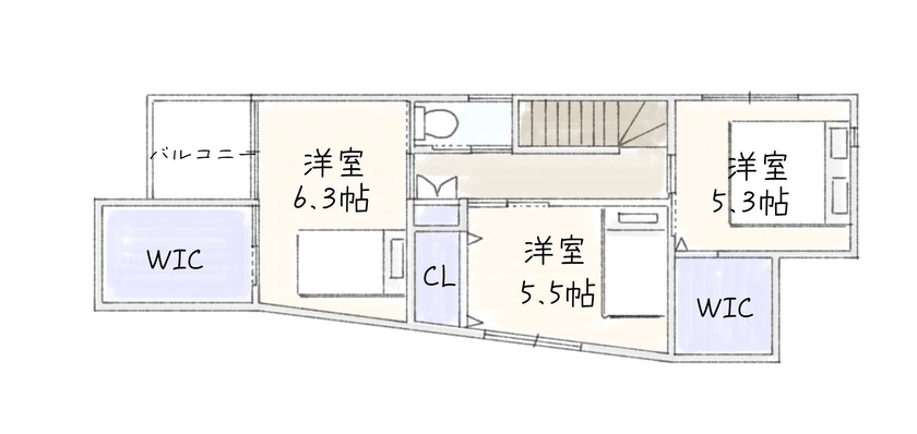 サブライムホーム（SUBLIME HOME） 【間取図あり】デザインにも間取りにも無駄をなくした、シンプルな造形美が光る家の間取り図（3LDK）2階