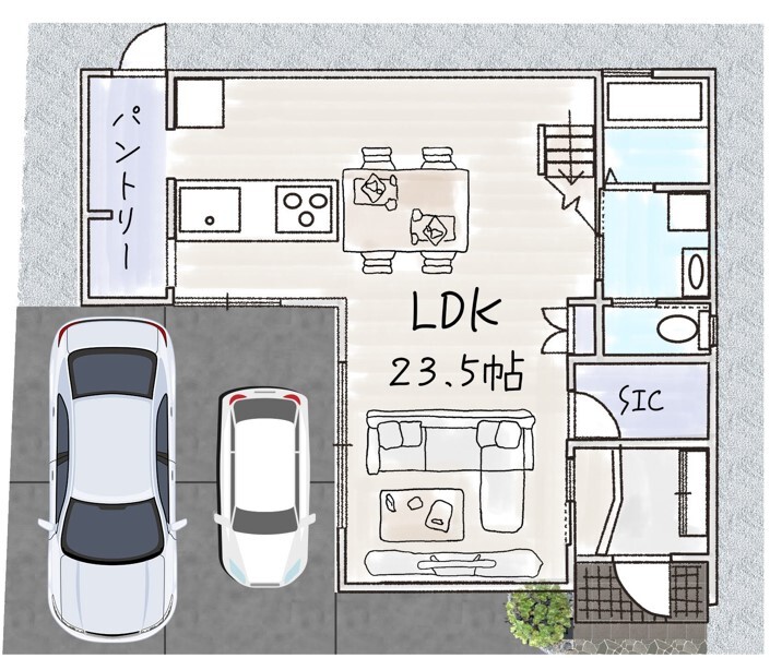 サブライムホーム（SUBLIME HOME） 【滋賀県/収納充実】デザイン性と機能性を両立した、心地よい住空間の家の間取り図（3LDK）1階