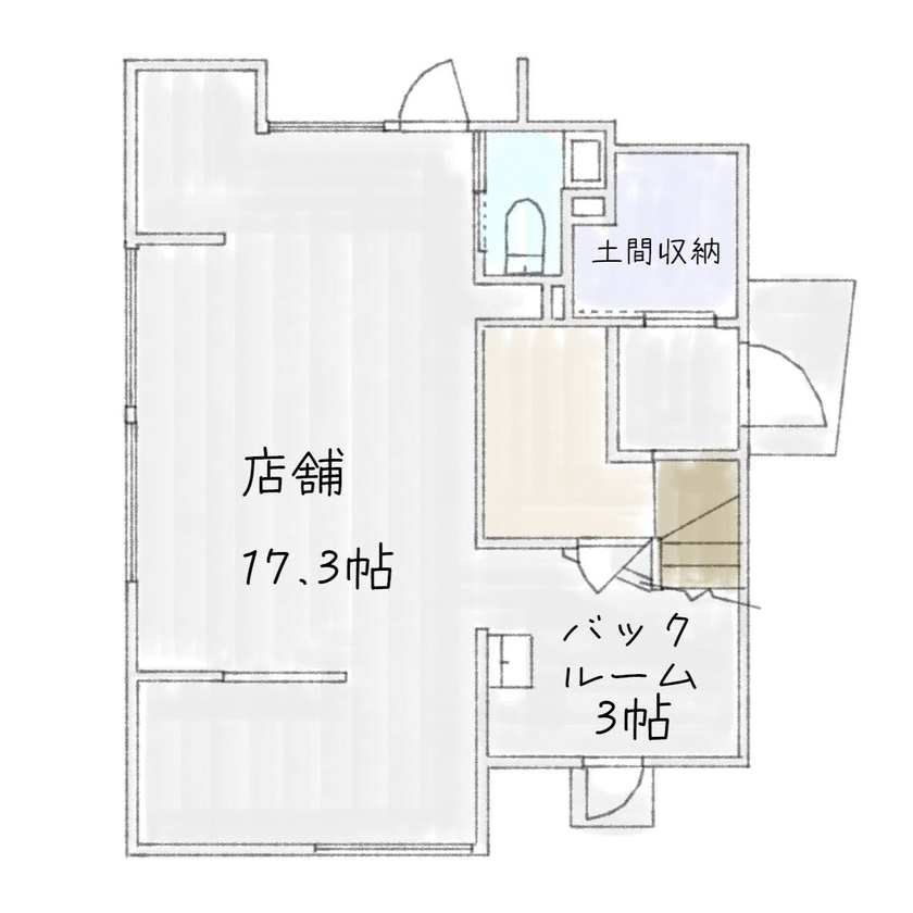 サブライムホーム（SUBLIME HOME） 【本体価格2998万円/間取図あり】落ち着く空間で癒しを提供するプライベートサロン。美容室兼住宅の間取り図（店舗＋3LDK）1階