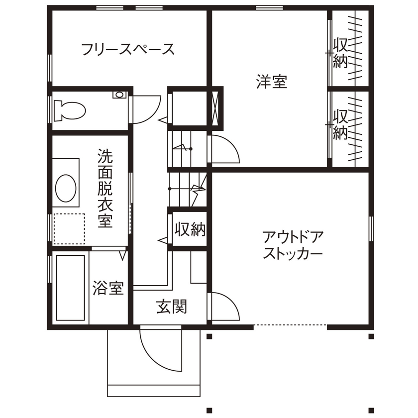 村越建設／BinO東三河 【豊橋市｜1000万円台×32坪×スキップフロア】気に入った間取りはそのまま、自然素材や造作をたっぷり満喫の間取り図（2LDK＋フリースペース）1階