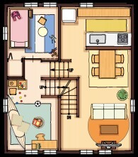 村越建設／BinO東三河 【豊橋市｜1835万円×28.9坪】夫婦とわんこ。仲良く暮らす屋上庭園付スキップフロアの家の間取り図（3LDK＋ロフト）2階