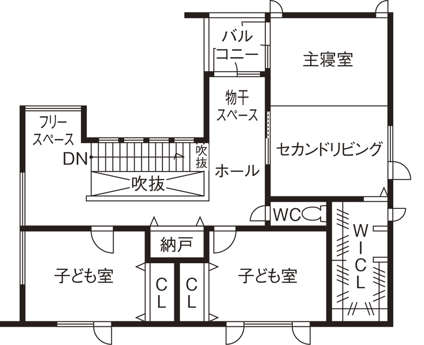 アーキテックプランニング 【2000～2499万円/間取図有/4LDK】　トリプルサッシ、床暖房　四季を通じて快適な住み心地の間取り図（4LDK）２階