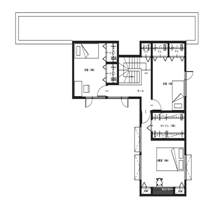 アーキテックプランニング 【2000～2499万円/間取図有/3LDK】中庭に面して開口が連続。内と外が一体となった家の間取り図（4LDK）２階
