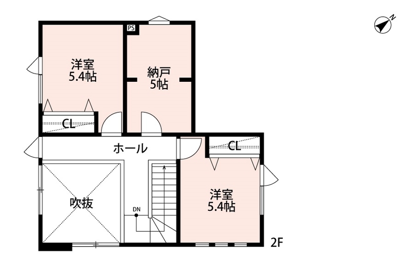 アーキテックプランニング 【2000～2499万円/間取図有/4LDK】こだわりキッチンや、吹抜けのある明るいリビングは家族皆が笑顔になる家の間取り図（4LDK）２階