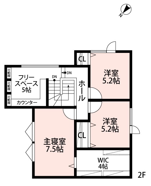 アーキテックプランニング 【2000～2499万円/間取図有/4LDK】趣味を満喫するブックステーション・愛犬が喜ぶドッグランテラスのある家の間取り図（4LDK）2階