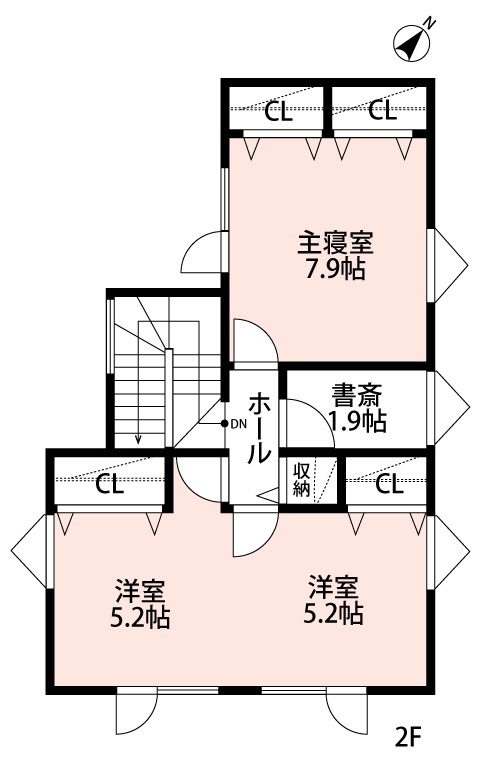 アーキテックプランニング 【2500～2999万円/間取図有/5LDK】カラーセレクトにこだわった、建替えで実現した二世帯住宅の間取り図（5K以上）2階
