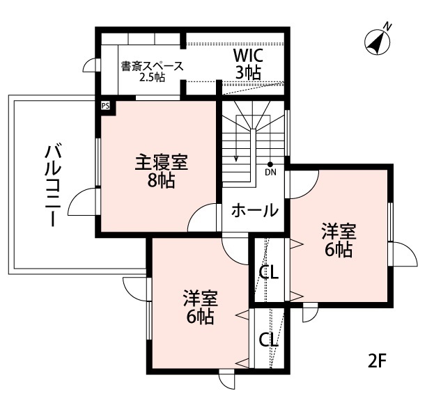 アーキテックプランニング 【2500～2999万円/間取図有/4LDK】暖炉風のストーブやデザイン和室、高級感を感じる空間の間取り図（4LDK）２階