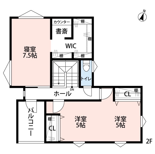 アーキテックプランニング 【2500～2999万円/間取図有/3LDK】印象的な立体凹凸外観デザインが魅力。快適空間を充実させた住まいの間取り図（3LDK）２階