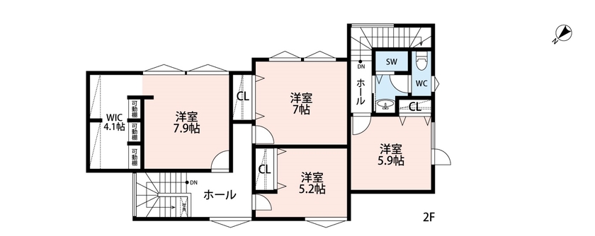 アーキテックプランニング 【4000万円～/間取図有/5LDK/完全分離型二世帯住宅】ラグジュアリーな生活を楽しむ住まいの間取り図（３LDK＋２LDK）2階