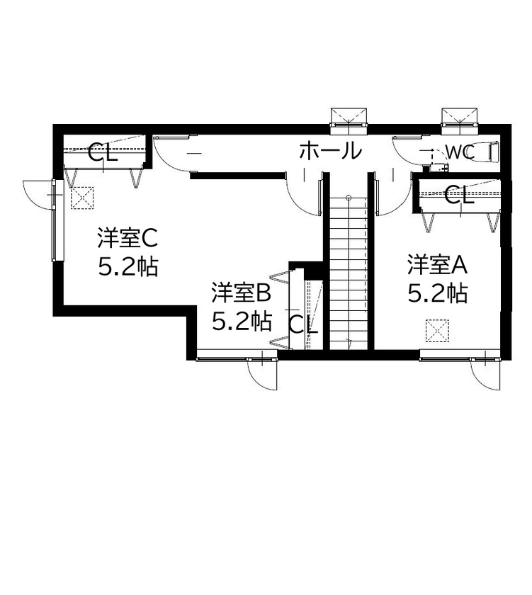 アーキテックプランニング 【2階建4LDK/3000～3500万円台/間取り図/35.57坪】30代で建てた家　Rの柔らかさと木目が彩るこだわりの空間の間取り図（4LDK）2階