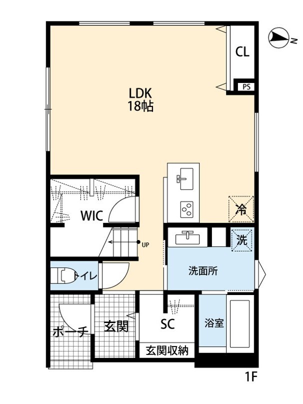 アーキテックプランニング グレートーンでまとめられた質感の美しさが際立つ住まいの間取り図（3LDK）1階