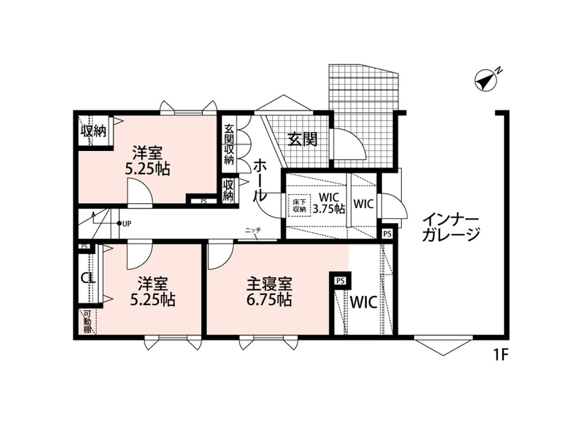 アーキテックプランニング 変わらない暮らしやすさの中で趣味を満喫する、日常と非日常を移ろうガレージハウスの間取り図（3LDK）1階