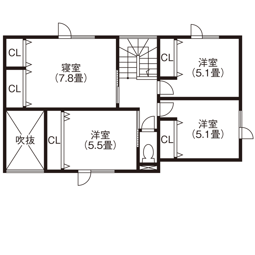 榎本建設 【2000万円台後半｜間取り図有】リビングに小上がりスペースがあり、人が集まって楽しく過ごす家の間取り図（4LDK）2階