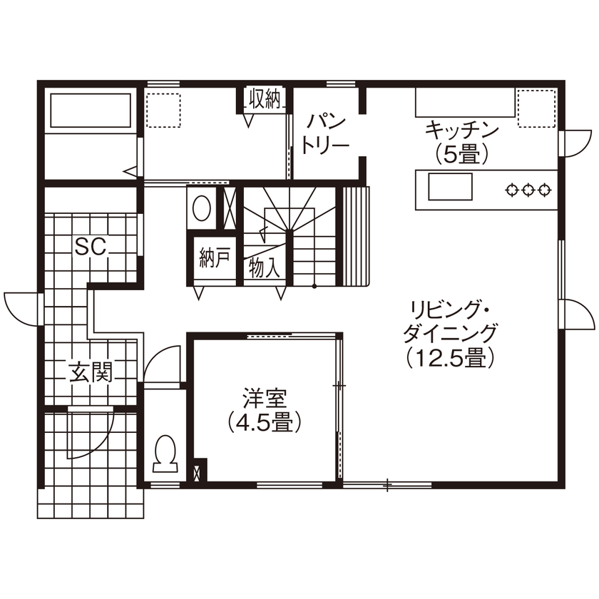 榎本建設 【2000万円台後半｜間取り図有】室内をぐるりと一周できる回遊動線。収納力もたっぷりな家の間取り図（4LDK）1階