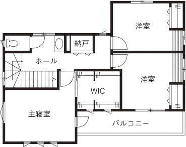 オネスティーハウス　石田屋 【家事楽/40坪/間取図有】洗練されたデザインに、快適に暮らせるアイデアがいっぱいの間取り図（4LDK）2階
