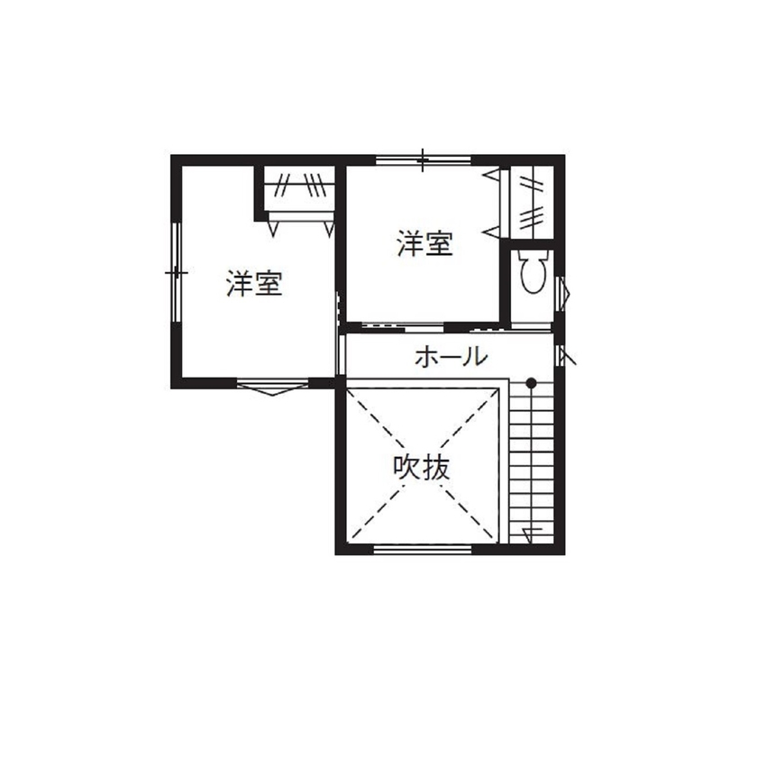 オネスティーハウス　石田屋 【吹抜け/間取図有】ピアノを置いても安心。防音性も高い大空間で奏でる、開放感のある暮らしの間取り図（3LDK）2階