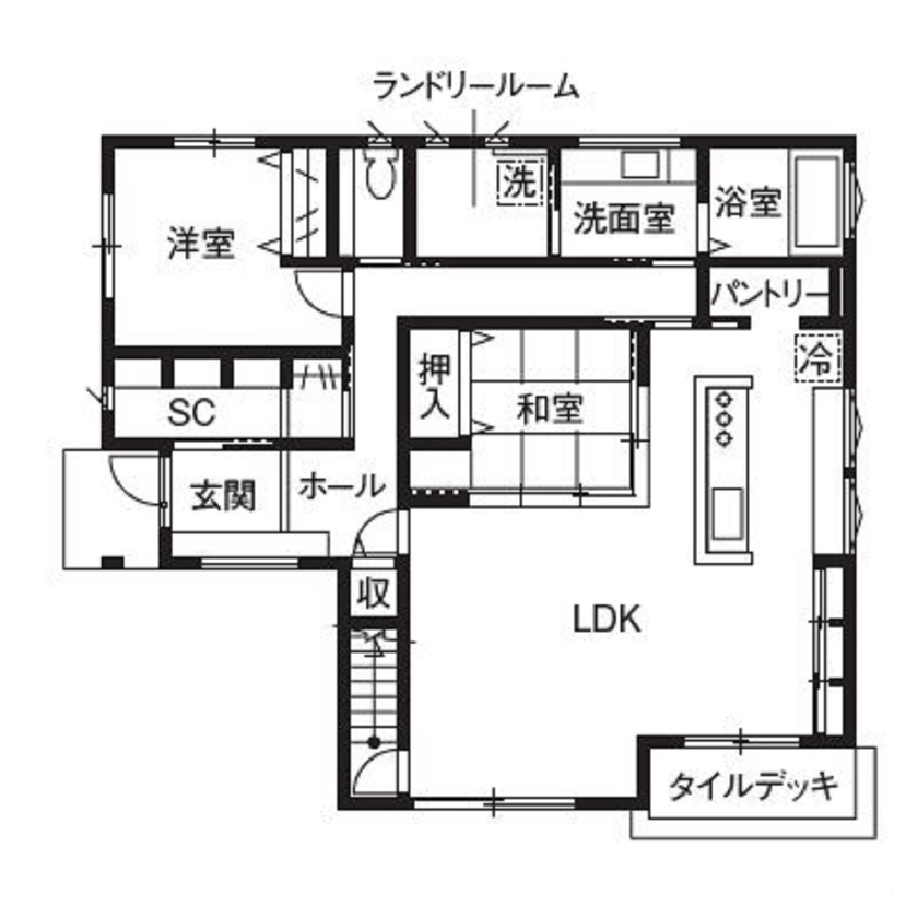 オネスティーハウス　石田屋 強い構造だからこそ叶った！ゆったり大空間をコスパよくの間取り図（5K以上）1階