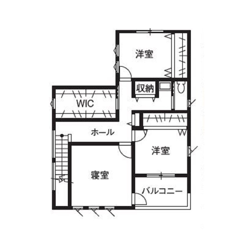 オネスティーハウス　石田屋 強い構造だからこそ叶った！ゆったり大空間をコスパよくの間取り図（5K以上）2階