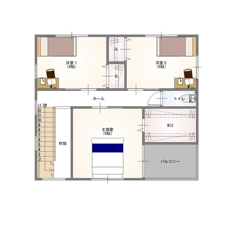 前昌建設 【間取り有】味わい深いカッコよさ。外壁はメンテナンス性にも優れたガルバリウム鋼板の間取り図（4LDK）２階