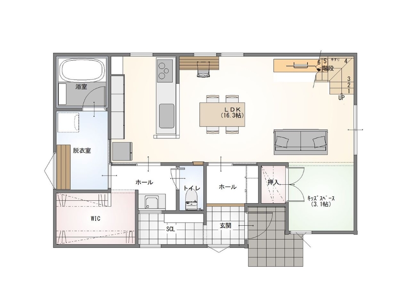 前昌建設 【奈良県｜2000万円台｜間取り有】性能も暮らしやすさも追求した、省エネ＆家事ラクハウスの間取り図（4LDK）１階