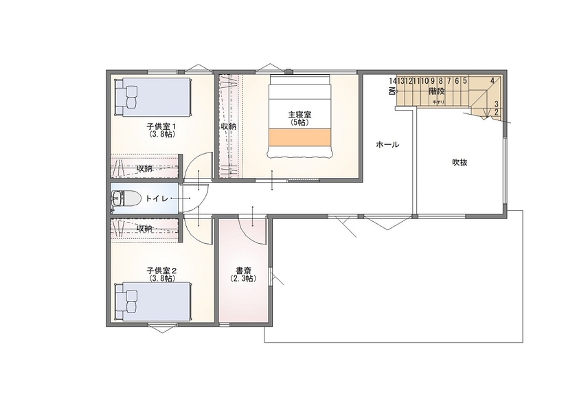 前昌建設 【奈良県｜2000万円台｜間取り有】性能も暮らしやすさも追求した、省エネ＆家事ラクハウスの間取り図（4LDK）２階