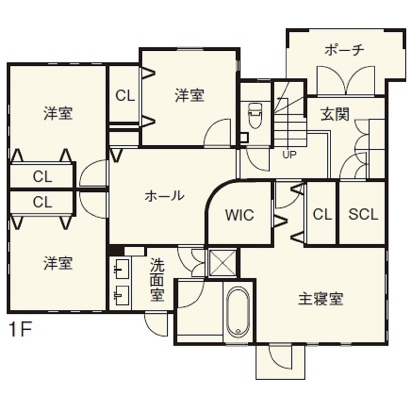 住友不動産ハウジング 【2階リビング／バーカウンター／約43坪】秀逸なデザインと実用性を両立。コストパフォーマンスにも満足の間取り図（4LDK）1階