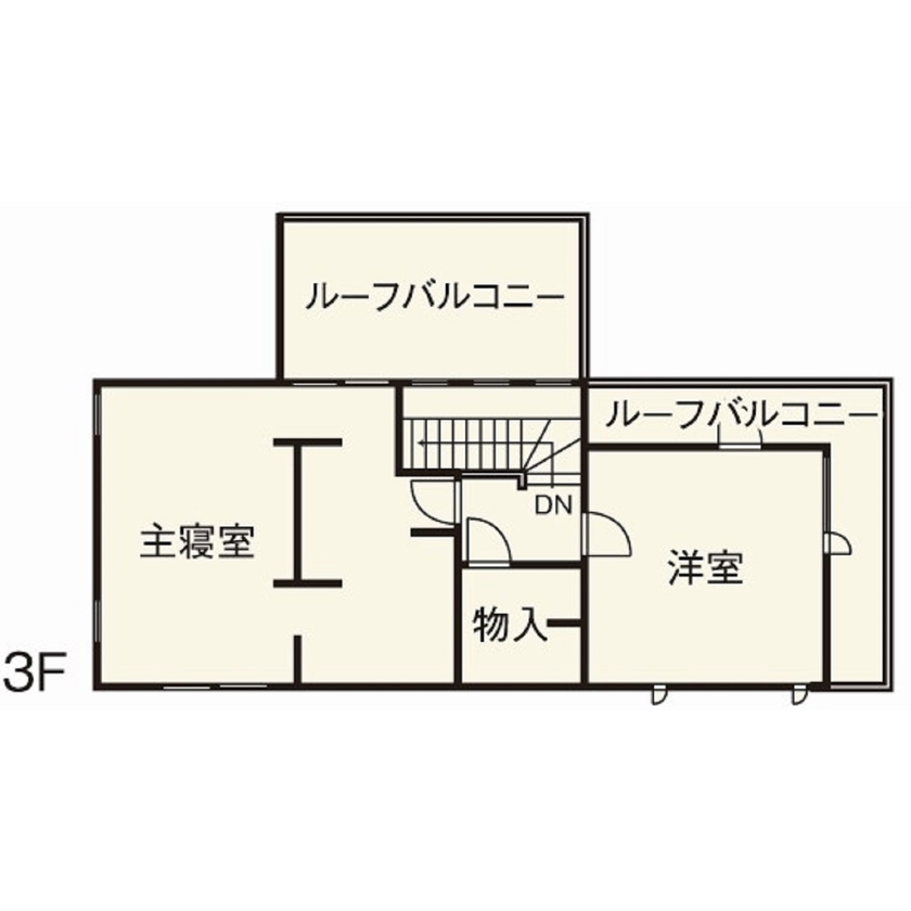 住友不動産ハウジング 【おしゃれ／約59坪】リビングに自然と家族が集う、間取りや素材など細部までこだわり抜いた家づくりの間取り図（3LDK＋事務所・教室）3階