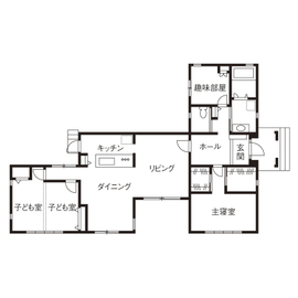 セキスイハイム 敷地を巧みに使い、伸びのび子育て　木のぬくもり溢れる平屋の家の間取り図null1階