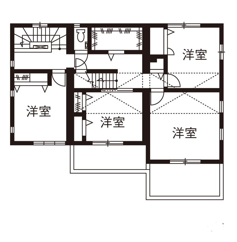 セキスイハイム 共働き家族が憩う、心地いい空間。回遊動線と計画収納で家事をラクにの間取り図null2階