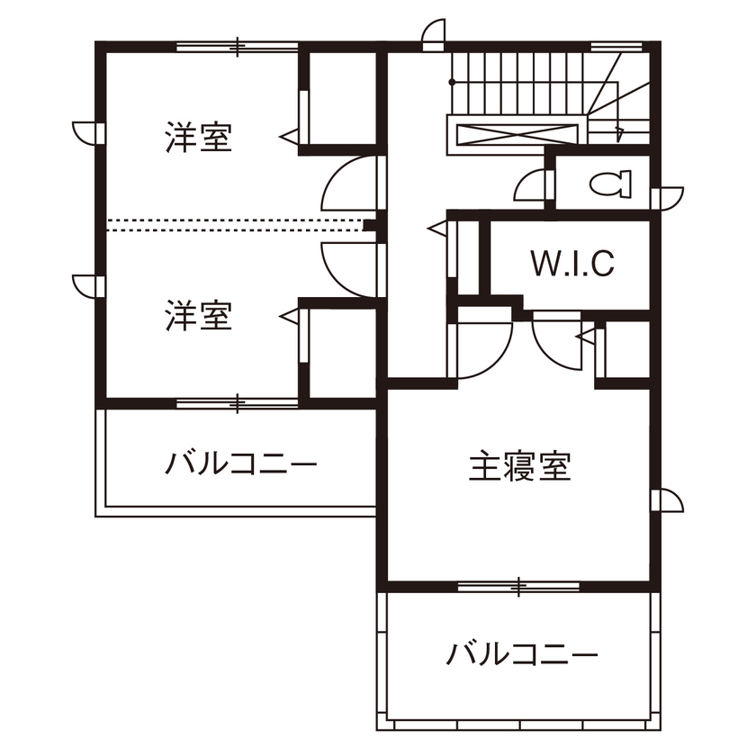 セキスイハイム 共働き夫婦のこだわりは動線と収納　30坪の敷地を最大限に活かした家の間取り図（2LDK）２階