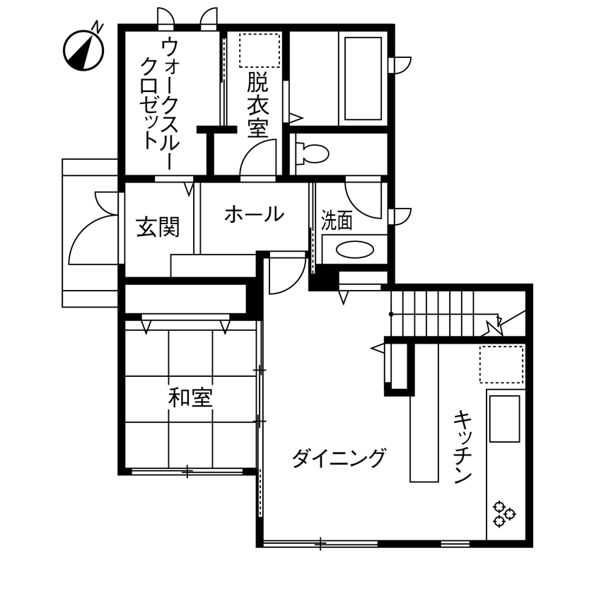 セキスイハイム 【29.6坪/夫婦】ライフスタイルの変化も見据え、自由度の高い間取りで叶えた暮らしを楽しむ住まいの間取り図（3LDK）１階