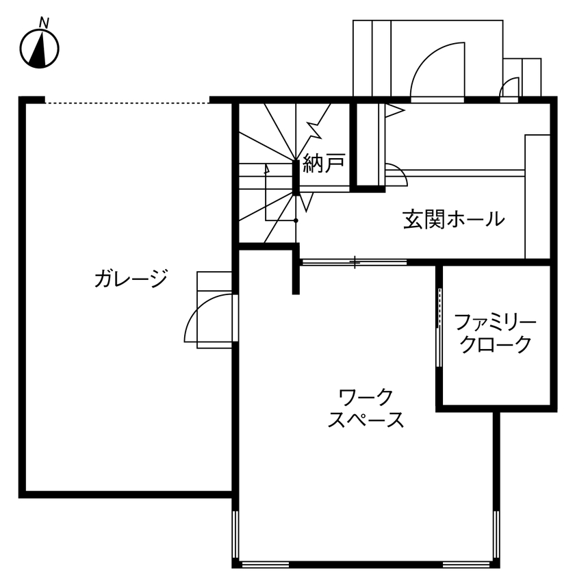 セキスイハイム 【３階建/夫婦】ぬくもりあるくつろぎ空間と快適な広々ワークスペースを兼ね備えた都市型の住まいの間取り図（4LDK）１階