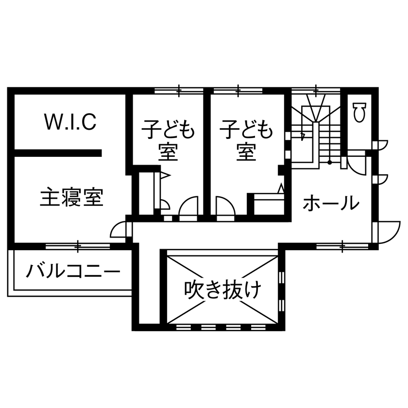 セキスイハイム 【38.8坪/夫婦＋子ども1人】大きな吹き抜けのある開放空間で広々と暮らす、家族もペットも心地よい住まいの間取り図（4LDK）２階