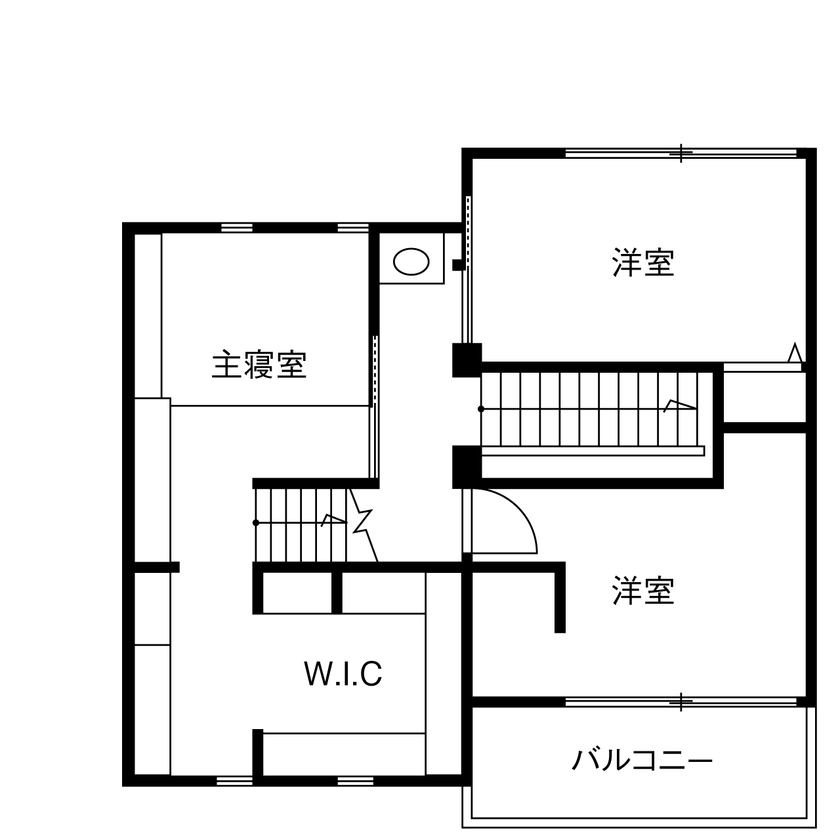 セキスイハイム 【28.9坪/夫婦】生活感を抑えたスタイリッシュな空間で“非日常”を楽しむホテルライクな住まいの間取り図（3LDK）２階