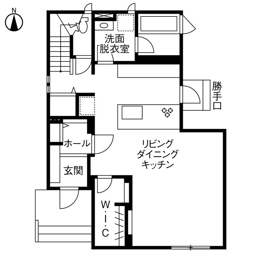 セキスイハイム 【33.8坪/夫婦＋子ども2人】まるで映画館！ホームシアターのあるリビングダイニングで家族との時間を大切にの間取り図（3LDK）１階