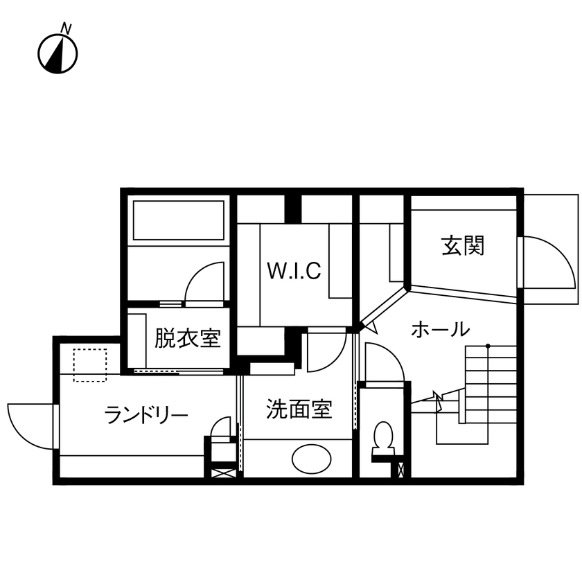 セキスイハイム 【敷地21.6坪/３階建て/夫婦】工夫とこだわりを詰め込み、広々と心地よく暮らす。狭小土地に建つ都市型住宅の間取り図（2LDK）１階