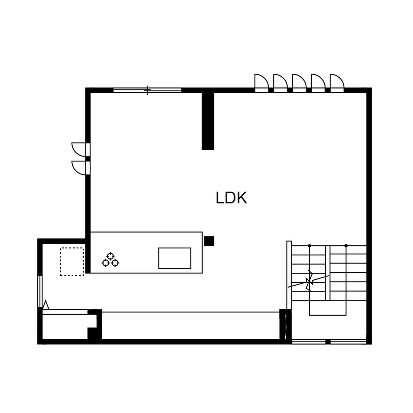 セキスイハイム 【敷地21.6坪/３階建て/夫婦】工夫とこだわりを詰め込み、広々と心地よく暮らす。狭小土地に建つ都市型住宅の間取り図（2LDK）２階