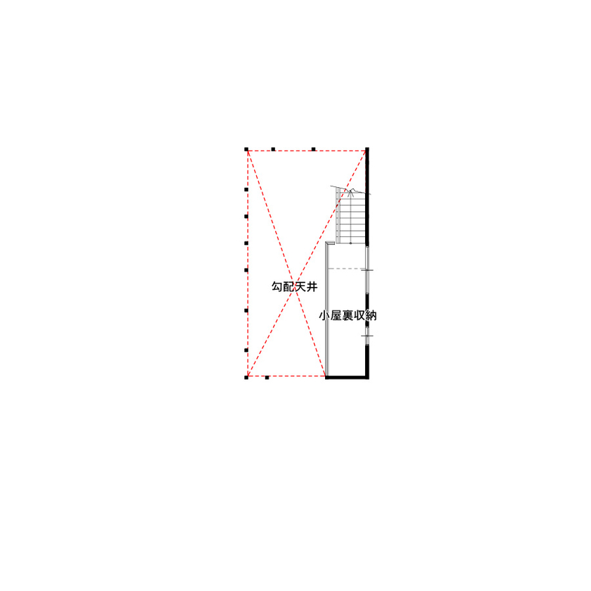 千里殖産 グレーの外観でまとまったスタイリッシュモダンハウスの間取り図（2LDK＋小屋裏収納）小屋裏収納